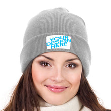 Charger l&#39;image dans la galerie, Bonnet en tricot doux gardant au chaud et confortable unisexe personnalisé avec photo logo motif texte
