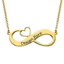 Charger l&#39;image dans la galerie, Collier avec Symbole Infini et Coeur Argent / Cuivre pour Femme X0077 Gravure Personnalisé avec Prénom Texte
