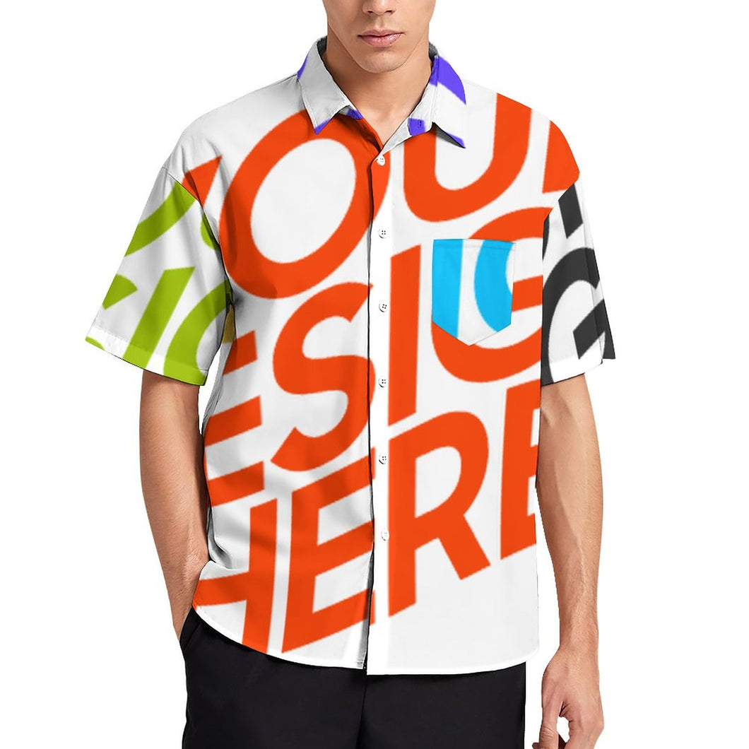 Impression des multi-images chemise manches courtes grande taille ample cool moderne homme B339 personnalisé avec photo logo motif texte