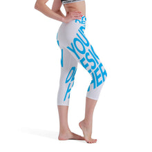 Charger l&#39;image dans la galerie, FS0813 Pantalon de yoga court 3/4 leggings imprimés pour dames personnalisez le design avec vos photos/images ou votre nom
