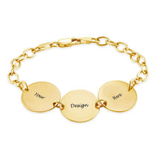 Charger l&#39;image dans la galerie, Bracelet Disc S0042 avec trois disques ovales avec gravure personnalisé avec texte prénom
