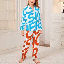Charger l&#39;image dans la galerie, Ensemble pyjama 2 pièces haut boutonné manches longues et pantalon enfant SDS059 personnalisé avec photo motif texte (conception une image)
