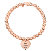 Charger l&#39;image dans la galerie, Perles bracelet avec pendentif coeur S0018 gravé personnalisé avec texte prénom
