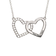 Charger l&#39;image dans la galerie, Collier Diamant Coeur Deux X0093 pour femme gravure personnalisé avec prénom texte
