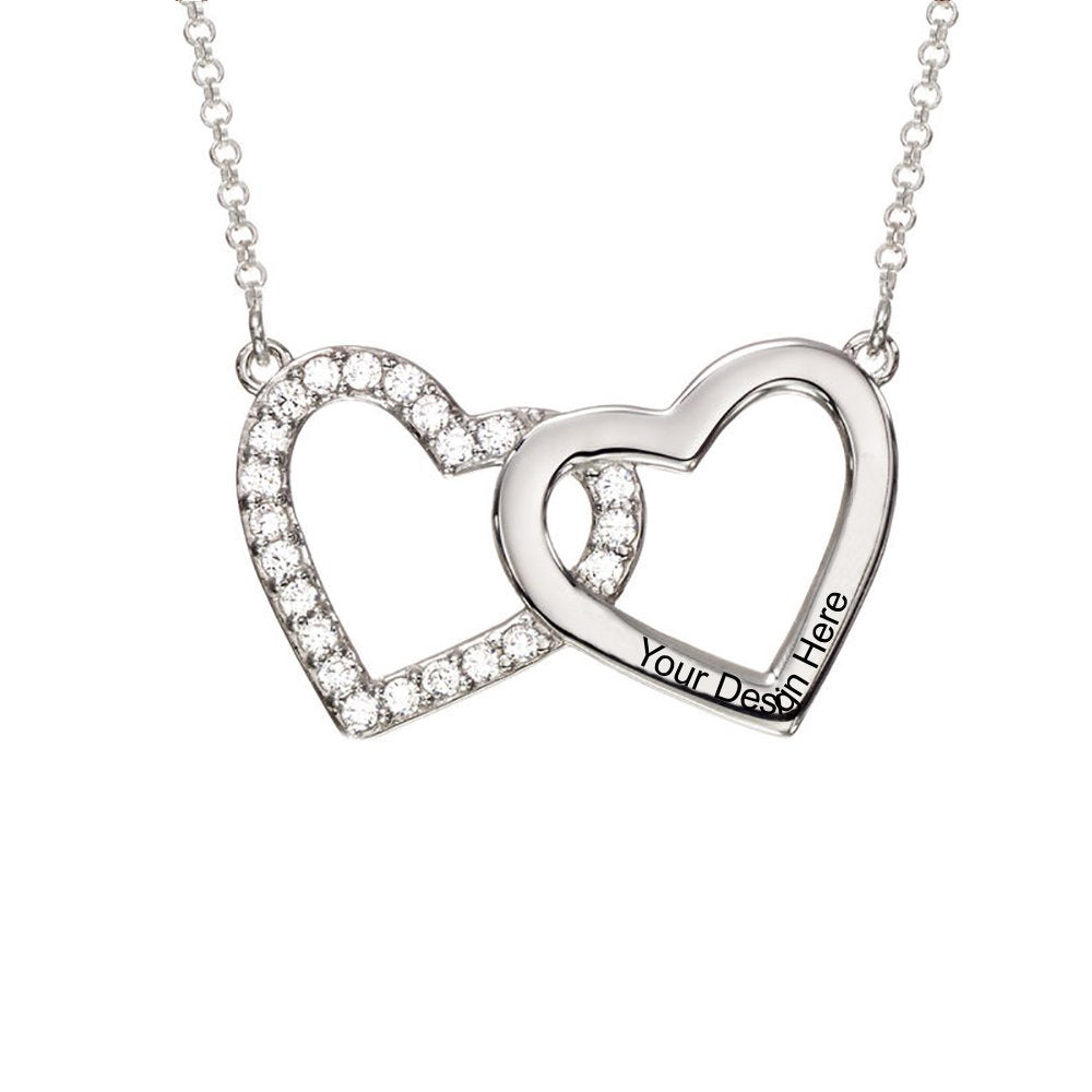 Collier Diamant Coeur Deux X0093 pour femme gravure personnalisé avec prénom texte
