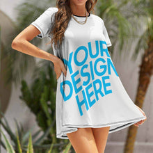 Charger l&#39;image dans la galerie, Robe d&#39;été à manches courtes Ample Chic Femme NZ011 impression personnalisée avec photo logo motif texte
