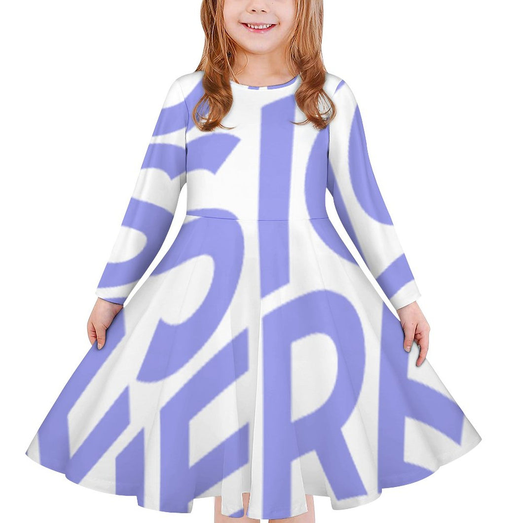 Robe fille manche longue a volant / Jupes D'automne Et D'hiver Impression d’image unique CRQ personnalisé avec photo logo texte motif