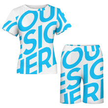 Charger l&#39;image dans la galerie, Impression d’image unique Grande taille Ensemble ensemble short t shirt femme NTZ personnalisé avec photo logo texte motif
