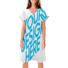 Charger l&#39;image dans la galerie, Robe t-shirt élégante robe à manches courtes femme longueur genou avec col en V NZ2202046 personnalisés avec photo logo ou texte
