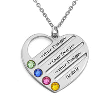 Charger l&#39;image dans la galerie, Collier coeur en argent sterling 925 avec zircone cubique X0001 gravure personnalisé avec prénom texte
