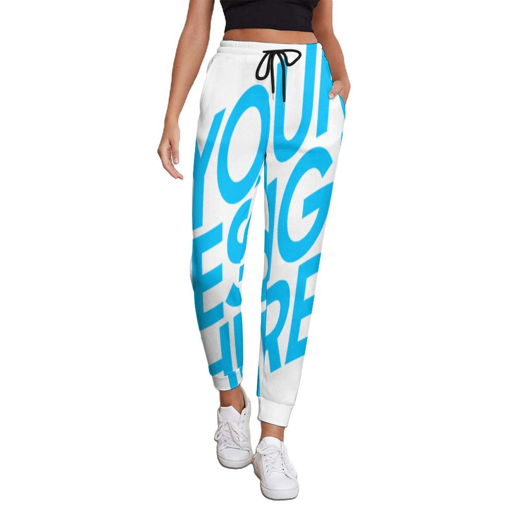 Pantalon de survêtement sport jogging femme personnalisée avec photo texte motif à impression complète (impression d'image unique)