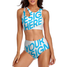 Charger l&#39;image dans la galerie, Maillot de bain bikini / bustier ensemble deux pièces personnalisé avec photo logo motif texte
