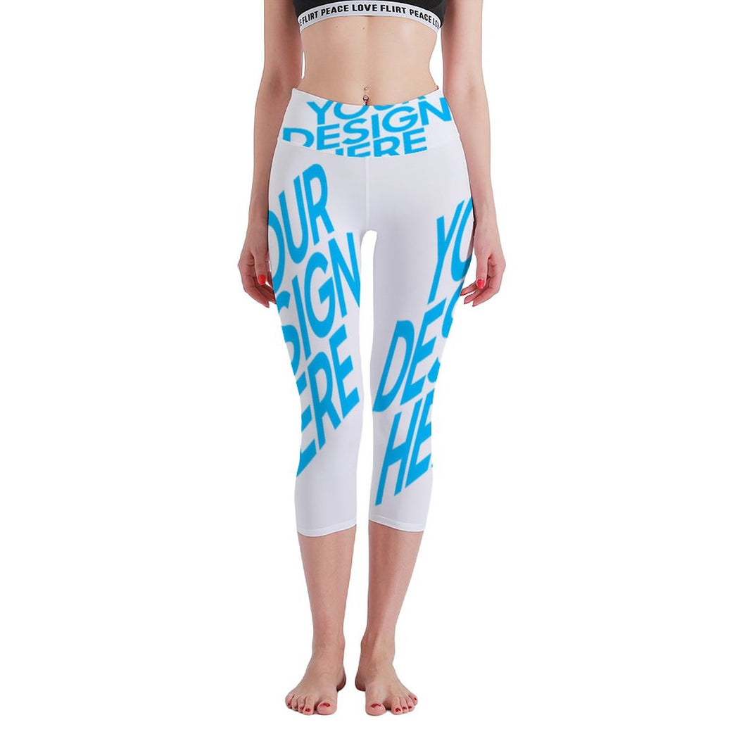 FS0813 Pantalon de yoga court 3/4 leggings imprimés pour dames personnalisez le design avec vos photos/images ou votre nom
