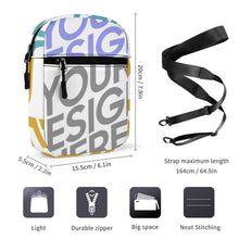 Charger l&#39;image dans la galerie, Sac messager / Petite sacoche pour femme homme Q026 personnalisé avec photo logo texte motif (Impression des multi-images)
