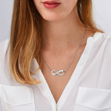 Charger l&#39;image dans la galerie, Collier avec Symbole Infini et Coeur Argent / Cuivre pour Femme X0077 Gravure Personnalisé avec Prénom Texte
