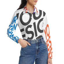 Charger l&#39;image dans la galerie, Chemise chemisier blouse à manches longues femme personnalisé avec photo texte logo (conception multi-images)
