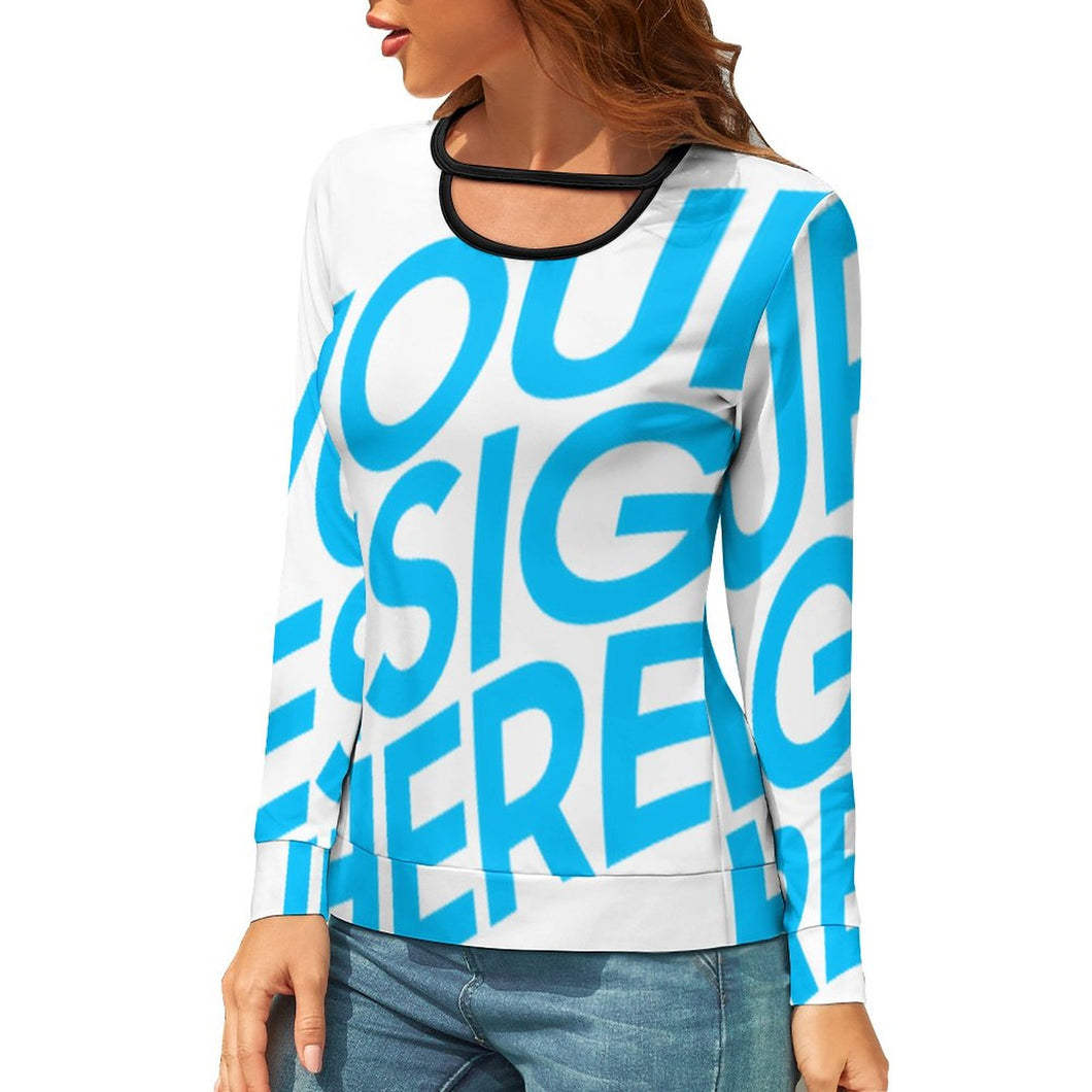 Impression d'image unique Haut/Top à découpes à manches longues ample femme NZ05 personnalisé avec logo motif photo texte