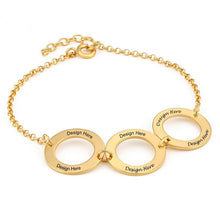 Charger l&#39;image dans la galerie, Bracelet trois anneaux S0041 avec pendentif 3 cercles gravé personnalisé avec texte prénom
