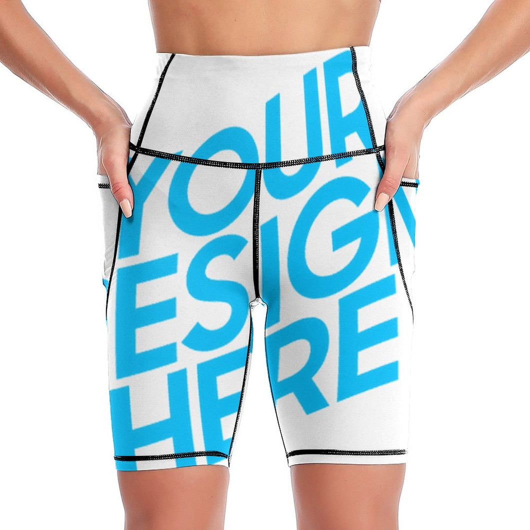 Legging short de yoga gainant avec doubles poches femme YJ008 personnalisé avec photo texte motif logo (impression d'image unique)