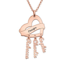 Charger l&#39;image dans la galerie, Collier pendentif breloque coeur X0036 gravure personnalisé avec texte prénom
