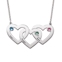 Charger l&#39;image dans la galerie, Collier Entrelacé Trois Coeurs X0063 en argent sterling 925 / cuivre gravure personnalisé avec nom texte
