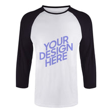 Charger l&#39;image dans la galerie, T-shirt tee shirt Raglan à manches 3/4 élastique décontracté homme personnalisé avec photo motif logo texte

