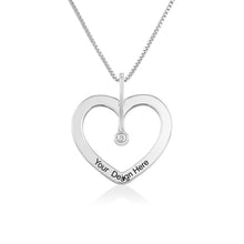 Charger l&#39;image dans la galerie, Collier Coeur Amour X0068 avec diamant en argent sterling 925 pour femme gravure personnalisé avec nom texte
