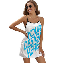 Charger l&#39;image dans la galerie, Robe d&#39;été sexy robe en satin avec col en V pour femme JJ1206 personnalisée avec motif photo logo texte (impression d&#39;image unique)
