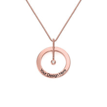 Charger l&#39;image dans la galerie, Collier Cercle Diamant X0065 en argent sterling / cuivre gravure personnalisé avec nom texte
