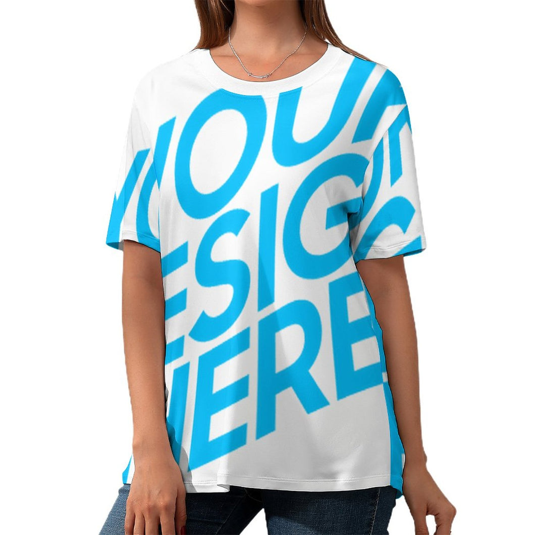 T-shirt en coton à imprimé code européen pour femmes ZP057 Personnalisé avec photo et texte (Image unique)