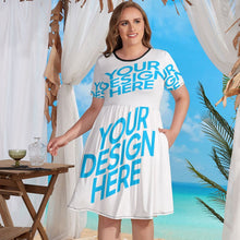 Charger l&#39;image dans la galerie, Robe d&#39;été manches courtes grande taille pour femme NZ034 personnalisée avec photo motif texte (impression d&#39;image unique)

