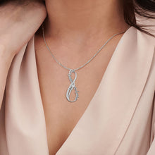Charger l&#39;image dans la galerie, Collier Prénom Infini Vertical X0034 avec pierres de naissance gravure personnalisé avec lettre prénom
