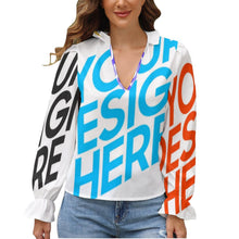 Charger l&#39;image dans la galerie, Chemise à manches bulles GS femme personnalisée avec logo et image (Conception multi-images)
