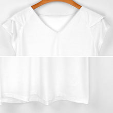 Charger l&#39;image dans la galerie, T-shirt tee shirt col v femme / Blouse volants manches courtes BUT personnalisé avec photo logo texte motif (impression d’image unique)
