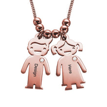 Charger l&#39;image dans la galerie, Mère Collier avec pendentifs de enfants X0008 gravure personnalisé avec prénom texte
