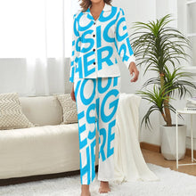 Charger l&#39;image dans la galerie, Ensemble pyjama 2 pièces à manches longues femmes DTZ personnalisé avec photo logo motif texte Impression d&#39;image unique
