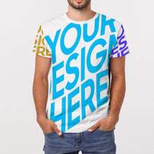Charger l&#39;image dans la galerie, T-shirt tee shirt manches courtes en coton homme personnalisé avec photo texte motif (conception multi-images)
