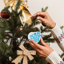 Charger l&#39;image dans la galerie, Décoration de sapin de Noël coeur décoration de Noël pendentif personnalisé avec photos motif texte
