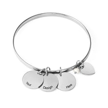 Charger l&#39;image dans la galerie, Bracelet avec pendentifs gravés S0028 personnalisé avec texte prénom
