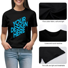 Charger l&#39;image dans la galerie, T-shirt tee shirt coton à manches courtes en col rond femme imprimé sur le devant personnalisé avec photo logo motif texte
