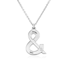 Charger l&#39;image dans la galerie, Collier symbole avec zircone en argent sterling 925 plaqué or / or rose X0007 gravure personnalisé avec prénom texte

