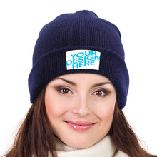 Charger l&#39;image dans la galerie, Bonnet en tricot doux gardant au chaud et confortable unisexe personnalisé avec photo logo motif texte

