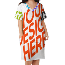 Charger l&#39;image dans la galerie, Robe longue fluide ample chic femme LQ personnalisée avec motif logo photo texte (impression des multi-images)
