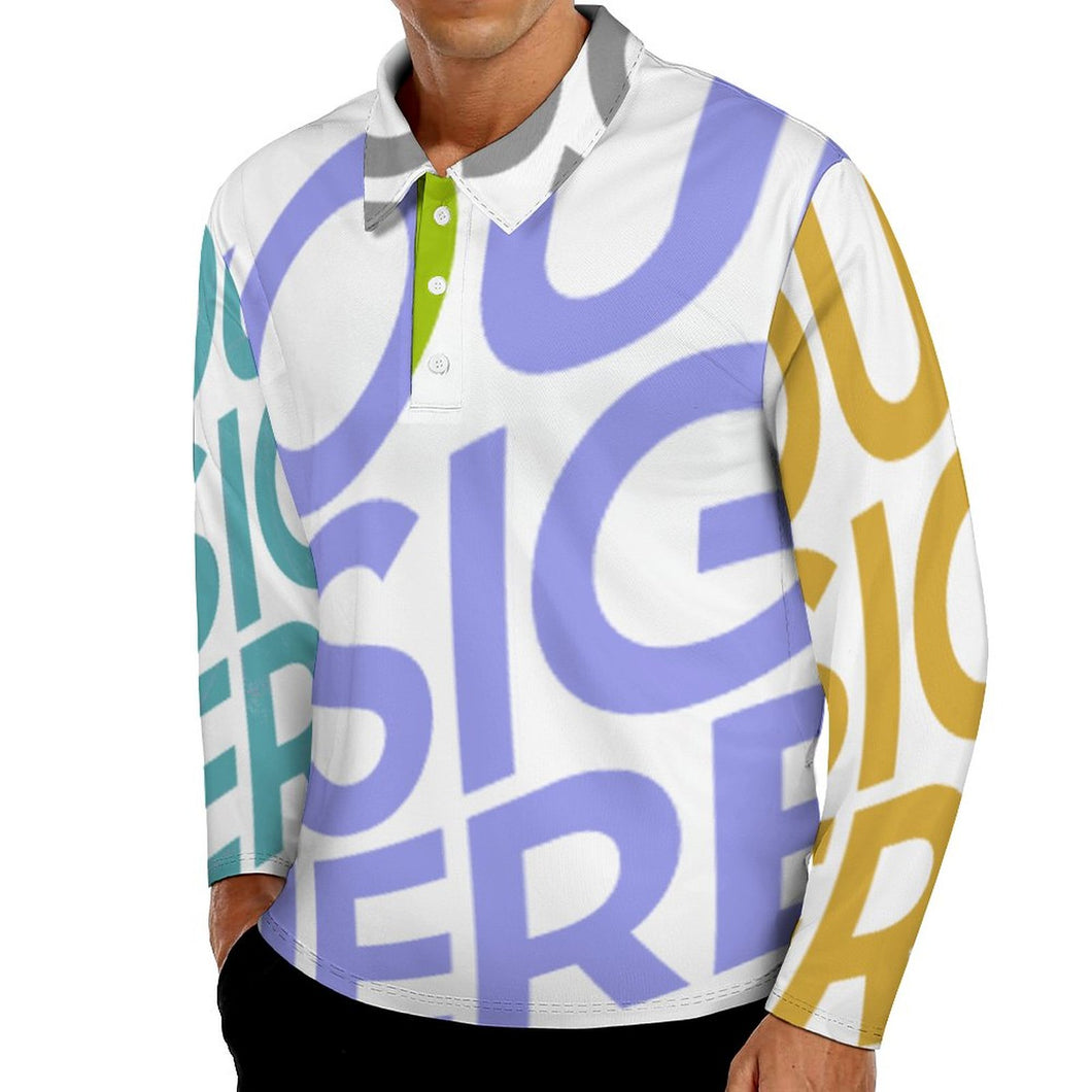 Polo manche longue sweat shirt homme SDS008 personnalisé avec photo logo texte motif (impression des multi-images)