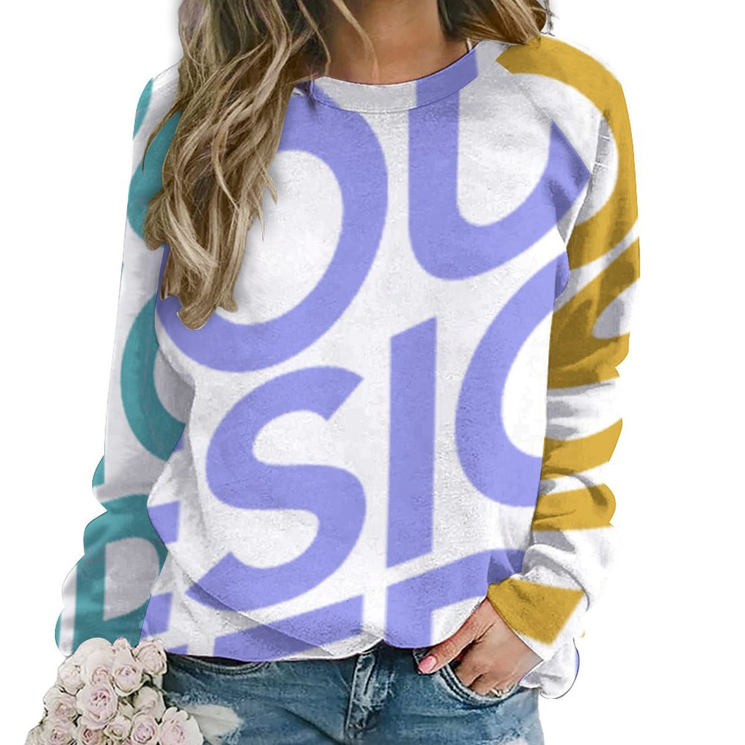Sweatshirt col rond  femme / Sweat manche raglan RHDEC2 personnalisé avec photo logo texte motif