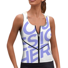 Charger l&#39;image dans la galerie, Gilet à capuche de sport avec fermeture éclair femme / Soutiens gorge de sport running B772 personnalisée de plusieurs images avec texte et logo photo
